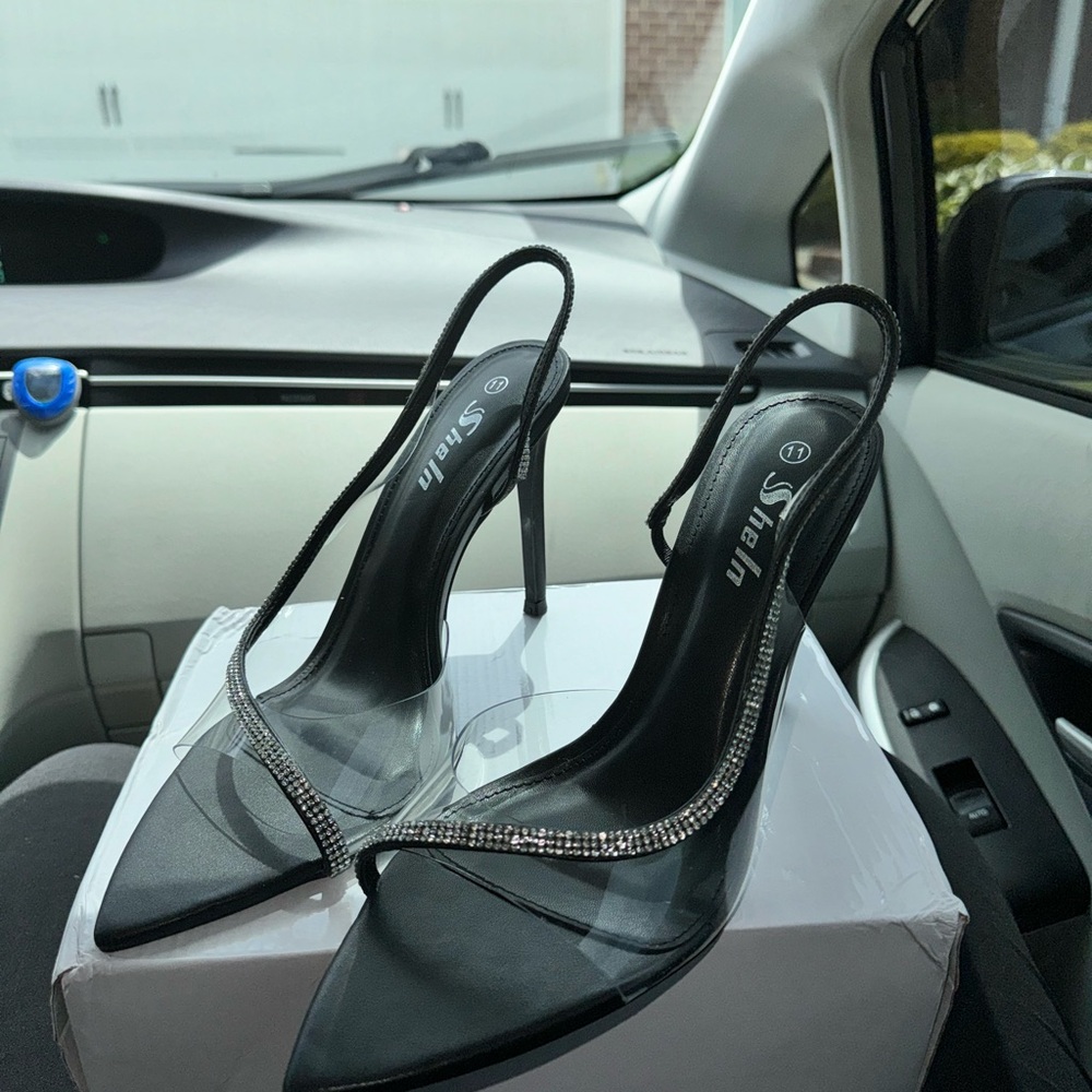 Black clear heels